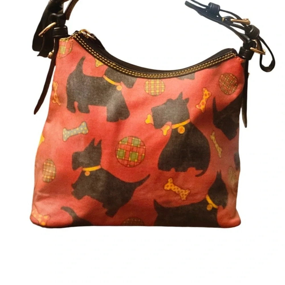 Dooney & Bourke Scottie Dog Print Red Coated Canvas Hobo‎ Shoulder Bag - Picture 6 of 11